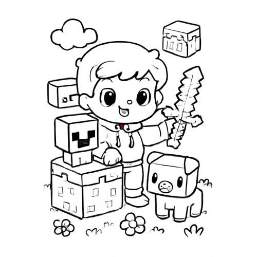 Tô màu Minecraft cho bé – Hình Minecraft tô màu sinh động