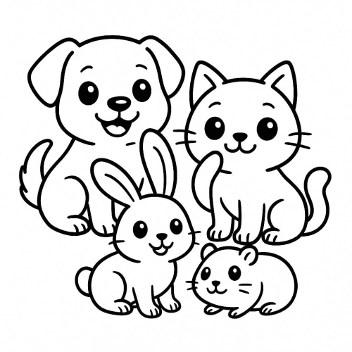 Tranh tô màu con vật nuôi trong gia đình cho bé 2025 - PDF