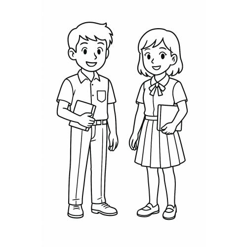 Tranh tô màu trang phục bạn trai bạn gái cho bé 2025