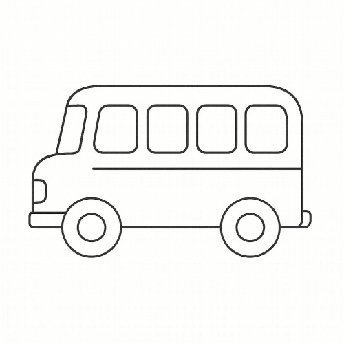 Tranh tô màu xe buýt cho bé 2025 - Hình tô màu PDF