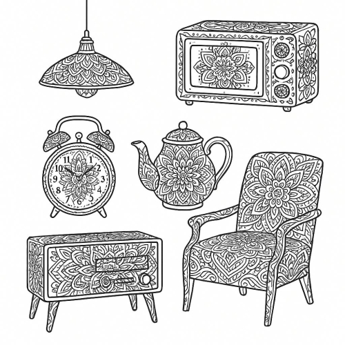 Tranh tô màu đồ dùng gia đình cho bé 2025 - PDF