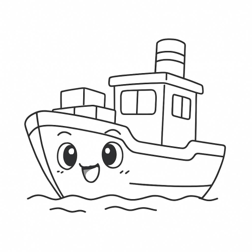 Tranh tô màu tàu thủy cho bé 2025 - Hình tô màu PDF