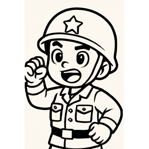 Tranh tô màu chú bộ đội hành quân cho bé dễ tải PDF