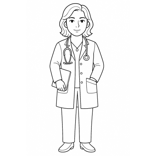 Tô màu bác sĩ cho bé 2025 - Hình tô màu PDF