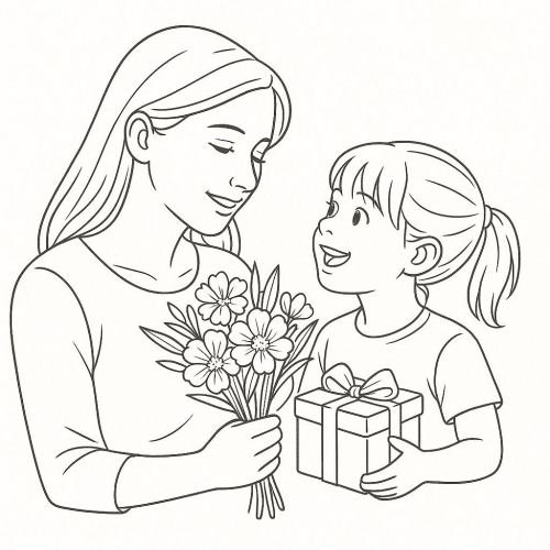 Tranh tô màu tặng mẹ cho bé 2025 - Hình tô màu PDF
