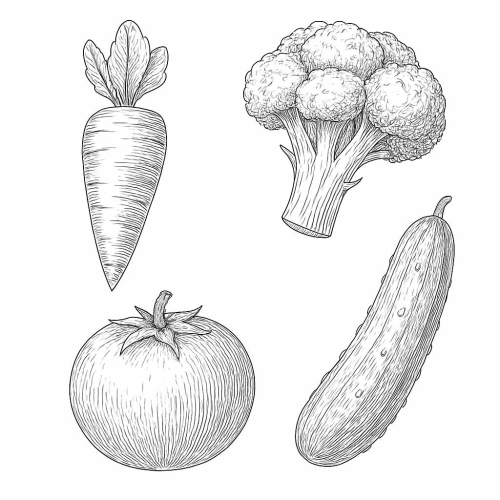 Tranh tô màu rau củ quả cho bé 2025 - Hình tô màu PDF