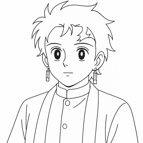 Tranh tô màu Tanjiro cho bé 2025 - Hình tô màu PDF