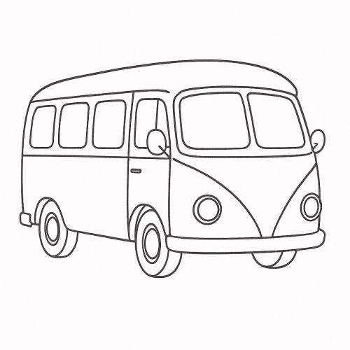 Tranh tô màu xe buýt cho bé 2025 - Hình tô màu PDF