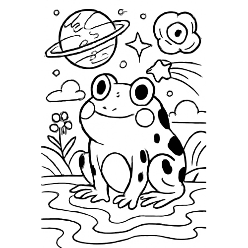 Tô màu con ếch cho bé – Hình con ếch tô màu dễ thương