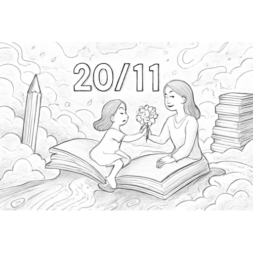 Tranh vẽ 20 11 chưa tô màu cho bé – Hình tô màu 20/11