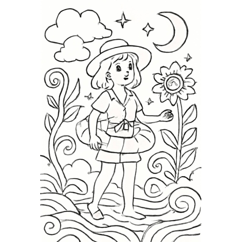 Tranh tô màu trang phục mùa hè cho bé – Hình tô màu mùa hè