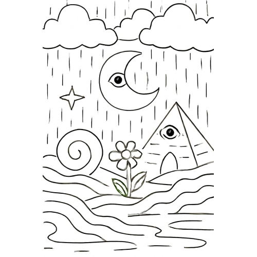 Tranh tô màu cảnh trời mưa cho bé – Hình tô màu vui nhộn