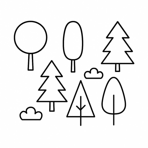 Tranh tô màu cây cho bé 2025 - Hình tô màu PDF dễ tải