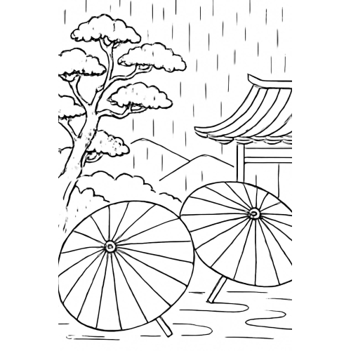 Tranh tô màu cảnh trời mưa cho bé – Hình tô màu vui nhộn