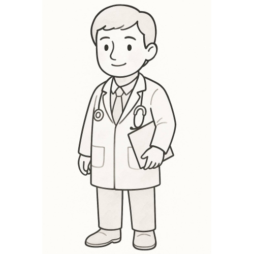 Tô màu bác sĩ cho bé 2025 - Hình tô màu PDF