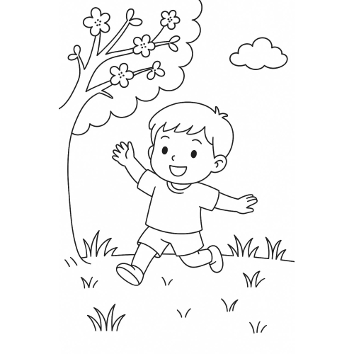 Tranh rỗng tô màu chủ đề trường mầm non cho bé 2025