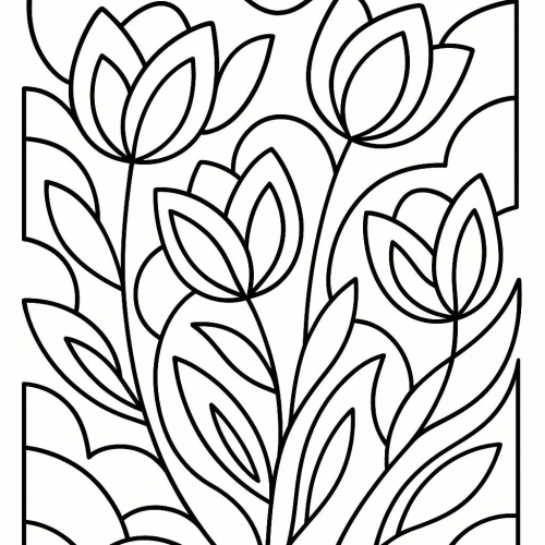 Tranh tô màu hoa tulip cho bé - Hình tô màu đẹp dễ tải