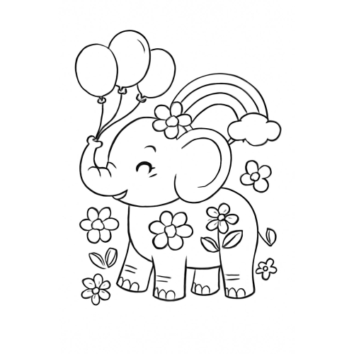 Tô màu con voi cho bé - Tranh tô màu voi dễ thương PDF