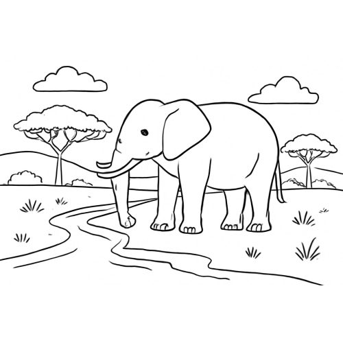 Tô màu con voi cho bé - Tranh tô màu voi dễ thương PDF