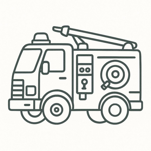 Tranh tô màu xe cứu hỏa cho bé – Tải hình PDF miễn phí